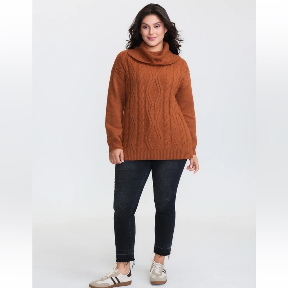 BloomChic Plus Size 2XL Textured Heather Turtleneck Pullover us18-20 - Picture 3 of 8